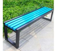 Banco de madera y acero para exteriores para 2 o 3 personas, resistente a la intemperie, asiento de jardín sin respaldo, clásico, 120 cm, patio, balcón, terraza