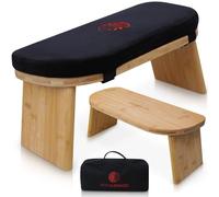 Banco de meditación plegable con cojín de terciopelo y bolsa de transporte, taburete de yoga de bambú, banco de oración Seiza, asiento de meditación de viaje, cómoda silla de rodillas para atención