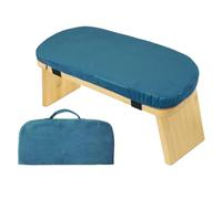 Banco de meditación, taburete de meditación plegable de bambú con cojín de terciopelo, banco de oración Seiza con cojín de terciopelo y bolsa de transporte para mindfulness, práctica zen (azul)