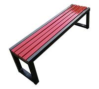 Banco de metal al aire libre para 2 asientos de acero galvanizado y madera de plástico para jardines y patios (negro y rojo, 150 x 40 x 45 cm)
