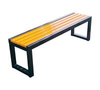 Banco de metal al aire libre para 2 personas de acero galvanizado e con asiento de plástico de madera, elegante piel de jardín para patios y patios (negro y amarillo, 100 x 40 x 45 cm)