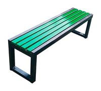 Banco de metal al aire libre para 2 unidades de acero galvanizado e con asiento de plástico de madera para jardines y patios, negro y verde, 100 x 40 x 45 cm