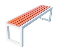 Banco de metal al aire libre para 2 unidades de acero galvanizado e con asiento de plástico de madera para jardines y patios, color blanco y GE 120 x 40 x 45 cm