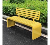 Banco de metal amarillo duradero para patio, elegante asiento de jardín al aire libre de 47 pulgadas con marco de acero y respaldo para terraza, patio, balcón, perfecto para relajación y comodidad