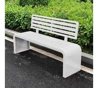 Banco de metal duradero de 47 pulgadas con respaldo, elegante asiento de acero para patio, jardín, balcón y patio, elegante diseño blanco para relajación y comodidad en veranda y patio