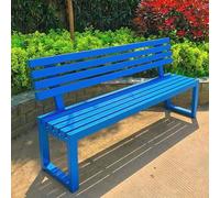 Banco de metal duradero para exteriores con respaldo, asiento de parque resistente para 2 o 3 personas, ideal para jardines, patios y espacios públicos, 100 x 40 x 85 cm, color azul