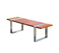 Banco de metal duradero para exteriores, diseño de asiento de listones sin respaldo, ideal para jardines, parques y patios