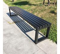Banco de metal negro de 39.3 pulgadas para exteriores, asiento de jardín sin respaldo, perfecto para balcón, patio, picnic y parque, fácil montaje y