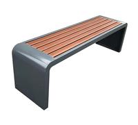 Banco de metal para exteriores, asiento de hierro forjado con superficie de madera compuesta, resistente a la intemperie para parques, campus, zonas escénicas, plazas, diseño duradero y elegante, gris