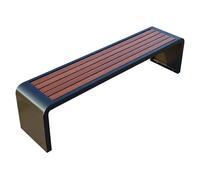 Banco de metal para exteriores, asiento de hierro forjado con superficie de madera compuesta, resistente a la intemperie para parques, campus, zonas escénicas, plazas, diseño duradero y elegante, gris