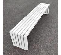 Banco de metal para exteriores, banco de patio sin respaldo para jardín y balcón, asiento de picnic de 47.2 pulgadas, no requiere montaje, perfecto para uso en patio trasero y parque (blanco)