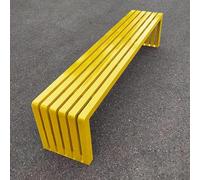 Banco de metal para exteriores de 39.3 pulgadas, asiento de patio sin respaldo para jardín, balcón y picnic, no requiere montaje y elegante mueble amarillo para exteriores