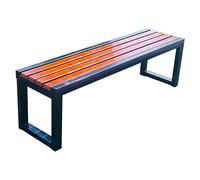 Banco de metal para exteriores para 2 unidades de acero galvanizado e con asiento de plástico de madera para jardines y patios, negro y marrón, 150 x 40 x 45 cm