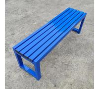 Banco de metal para exteriores para jardín y parque, diseño sin respaldo, fácil montaje, perfecto para balcón, picnic y patio trasero, azul, 150 x 40 x 45 cm / 59x16x18in