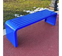 Banco de metal para exteriores, para patio, porche, para todo tipo de clima, con capacidad de 660 libras, diseño minimalista, no requiere montaje (azul 100 cm)