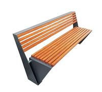 Banco de Muebles de Jardín Banco de parque de acero inoxidable for exteriores, madera maciza con respaldo, asiento de ocio, banco cuadrado, banco, patio, silla de fila larga Banco al Aire Libre(B)