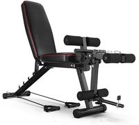 Banco de Musculacion Multifunción, Plegable Banco de Pesas para Entrenamiento de Cuerpo Entero, Sistema Banca para Gym en Casa para Entrenar los Abdominales, Rutinas Fitness