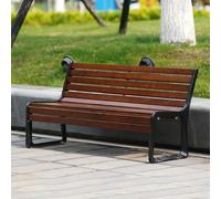 Banco de parque al aire libre para 2-3 adultos, asiento de madera y metal para todo tipo de clima, para porche, patio, terraza, entrada o patio trasero