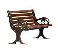 Banco de parque al aire libre, silla de aluminio fundido con grano de madera sintética, asiento trasero largo duradero para patio y jardín, perfecto para descansar y relajarse (tamaño mediano)