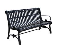 Banco De Parque Banco de jardín de parque al aire libre, banco de Patio de Metal de hierro fundido con reposabrazos de respaldo, silla de ocio de Metal de 3 asientos negro muebles de exterior Bancos D