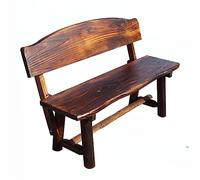 Banco de patio al aire libre con respaldo, banco de jardín de madera carbonizada duradera para 3 personas, asiento de estilo rústico para parque, porche, patio trasero y balcón