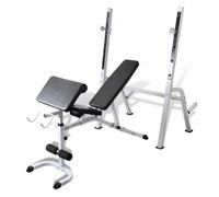 Banco de pesas ajustable, estación de pesas para entrenamiento de pesas, banco de entrenamiento con soporte para pesas y brazo curl, estación de fitness para entrenamiento de cuerpo completo en casa