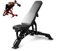 Banco de pesas ajustable y plegable rápido, banco de entrenamiento de fuerza para gimnasio en casa con capacidad de 1300 libras para entrenamiento de cuerpo completo, banco utilitario plano inc black