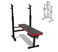 Banco de pesas con soporte para barra de pesas plegable, ajustable, multifunción, para levantamiento de pesas