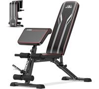 Banco de pesas FLYBIRD con CurlPad y extensión de piernas, Banco de entrenamiento plegable multifuncional, banco de ejercicios con capacidad para 360KG de peso