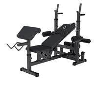 Banco de pesas Gorilla Sports - Banco de musculación para tracciones por cable, butterfly, press, curl de piernas, dips, negro