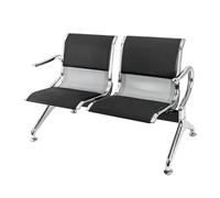 Banco de sala de espera de 2 asientos con brazos, silla de invitados de oficina, sillas de recepción para sala de espera, oficina, banco de aeropuerto, acero, negro