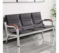 Banco de sala de espera de 3 plazas con respaldo y reposabrazos, asiento de oficina de piel sintética para áreas de recepción en entornos comerciales y sanitarios