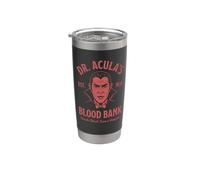 Banco de sangre del Dr. Acula: Drácula espeluznante vampiro Halloween Vaso térmico de acero inoxidable de doble pared