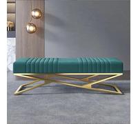 Banco de terciopelo de lujo - Elegante almacenamiento de zapatos de entrada con base dorada, sofá moderno para dormitorio, banco versátil al final de la cama (120 x 38 x 42 cm, color D) - Decoración