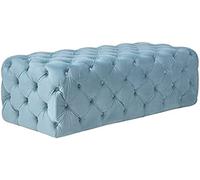 Banco de terciopelo de lujo, reposapiés multifuncional y almacenamiento de zapatos para dormitorio, decoración moderna del hogar, elegante taburete tapizado azul (60 x 45 x 40 cm, 24 x 18 x 16