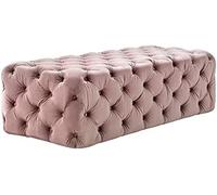 Banco de terciopelo de lujo, reposapiés multifuncional y almacenamiento de zapatos para dormitorio, taburete tapizado rosa moderno, decoración elegante para el hogar (90 x 45 x 40 cm)