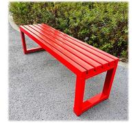 Banco de Terraza Moderno de Metal, Asiento Corrido Sin Respaldo, 100cm/120cm/150cm, Robusta de 250kg, Mueble de Exterior Decorativo(Rojo,150cm)