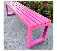 Banco de Terraza Moderno de Metal, Asiento Corrido Sin Respaldo, 100cm/120cm/150cm, Robusta de 250kg, Mueble de Exterior Decorativo(Rosa,100cm)