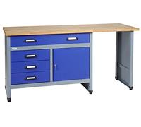 Banco de Trabajo, 1 Puerta, 4 cajón, 1 parcela, 170 cm, Azul Marino