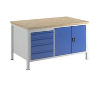 Banco de trabajo, bastidor modular RAU, 4 cajones de tamaño L, 1 armario para herramientas