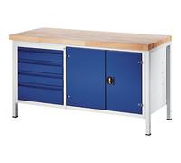 Banco de trabajo, bastidor modular RAU, 4 cajones de tamaño L, 1 armario para herramientas