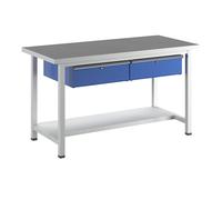 Banco de trabajo, bastidor modular serie V ANKE, 2 cajones, 1 repisa, anchura 1500 mm