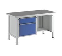 Banco de trabajo, bastidor modular serie V ANKE, 2 cajones, ½ repisa