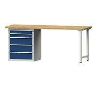 Banco de trabajo, bastidor modular serie V ANKE, 5 cajones, anchura 2000 mm