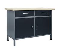 Banco de Trabajo, Chaduof Mesa De Trabajo Taller, Caballete Mesa, Banco Herramientas, Bancada De Trabalho, Caballete para Mesa, de Acero Negro 120x60x85 cm