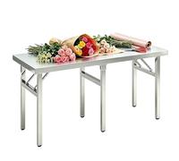 Banco de trabajo cocina Mesa utilidad moderna flores, mesas de trabajo de acero inoxidable para alimentos, isla cocina mesa carrito parrilla al aire libre, escritorio comedor plateado(100x50x75cm)