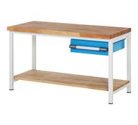 Banco de trabajo, construcción de bastidor Serie 8000 eurokraft pro, 1 cajón de 150 mm, 1 estante