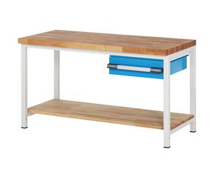Banco de trabajo, construcción de bastidor Serie 8000 eurokraft pro, 1 cajón de 150 mm, 1 estante