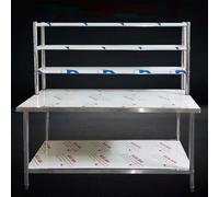 Banco de trabajo de acero inoxidable, mesa de preparación de 3 niveles para lavandería de cocina, mesa de servicio duradera de 0,6 mm de grosor, ideal para preparación de alimentos y espacio de