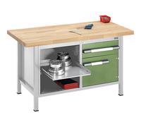 Banco de trabajo de altura regulable, bastidor modular eurokraft pro, 1 cajón, 1 puerta, 1 balda extraíble